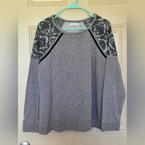 Maurices Gray Top with Black and White Trim
